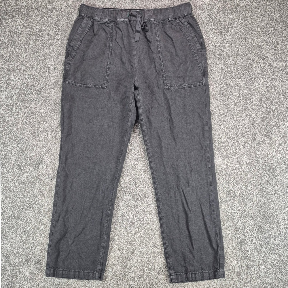 Pilcro Linen Blend Pants Womens Medium Black Elastic Waist Anthropologie